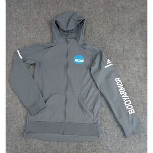 Adidas Jacket Mens Small Gray Bodyarmor NCAA Full Zip Hooded Climalite Logo